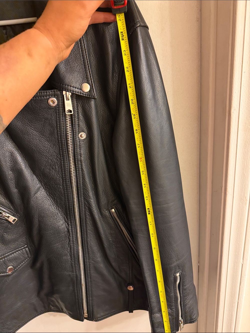 Genuine Leather Oversized Moto Jacket - Picture 9 of 10